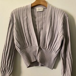 Aritzia Wilfred Plunge Front Cardigan in Gray Lavender